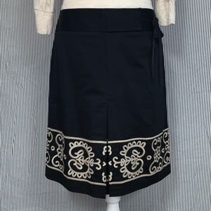 LOFT Scroll Embroidered Faux Wrap Skirt